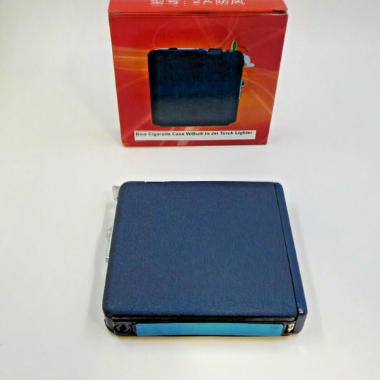 Blue Cigarette Ejection Case With Built In Jet Torch Lighter King Size - Lighter Deals USA