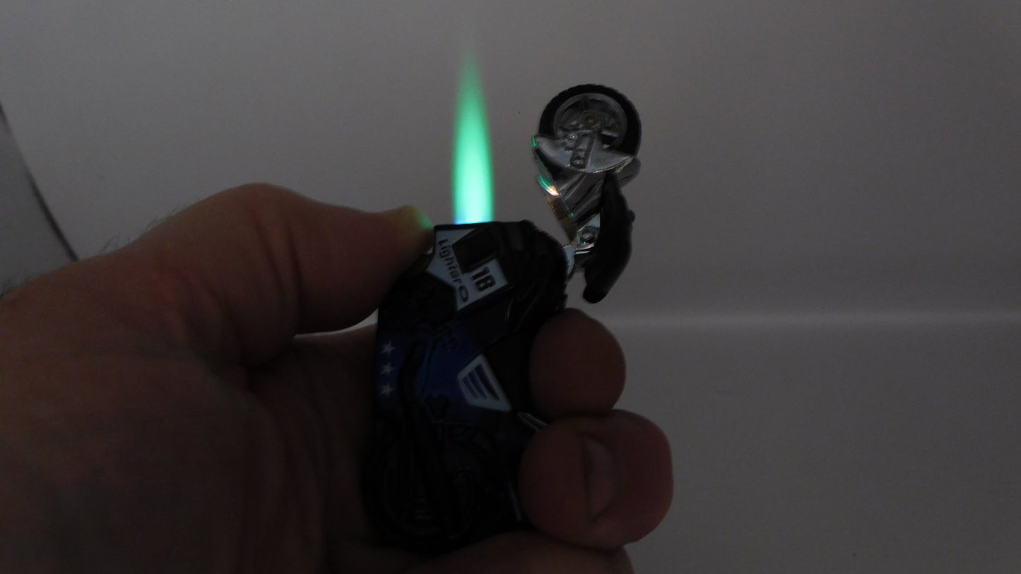 Blue Racing Motorcycle Butane Lighter USA Stocked and Shipped - Lighter Deals USA