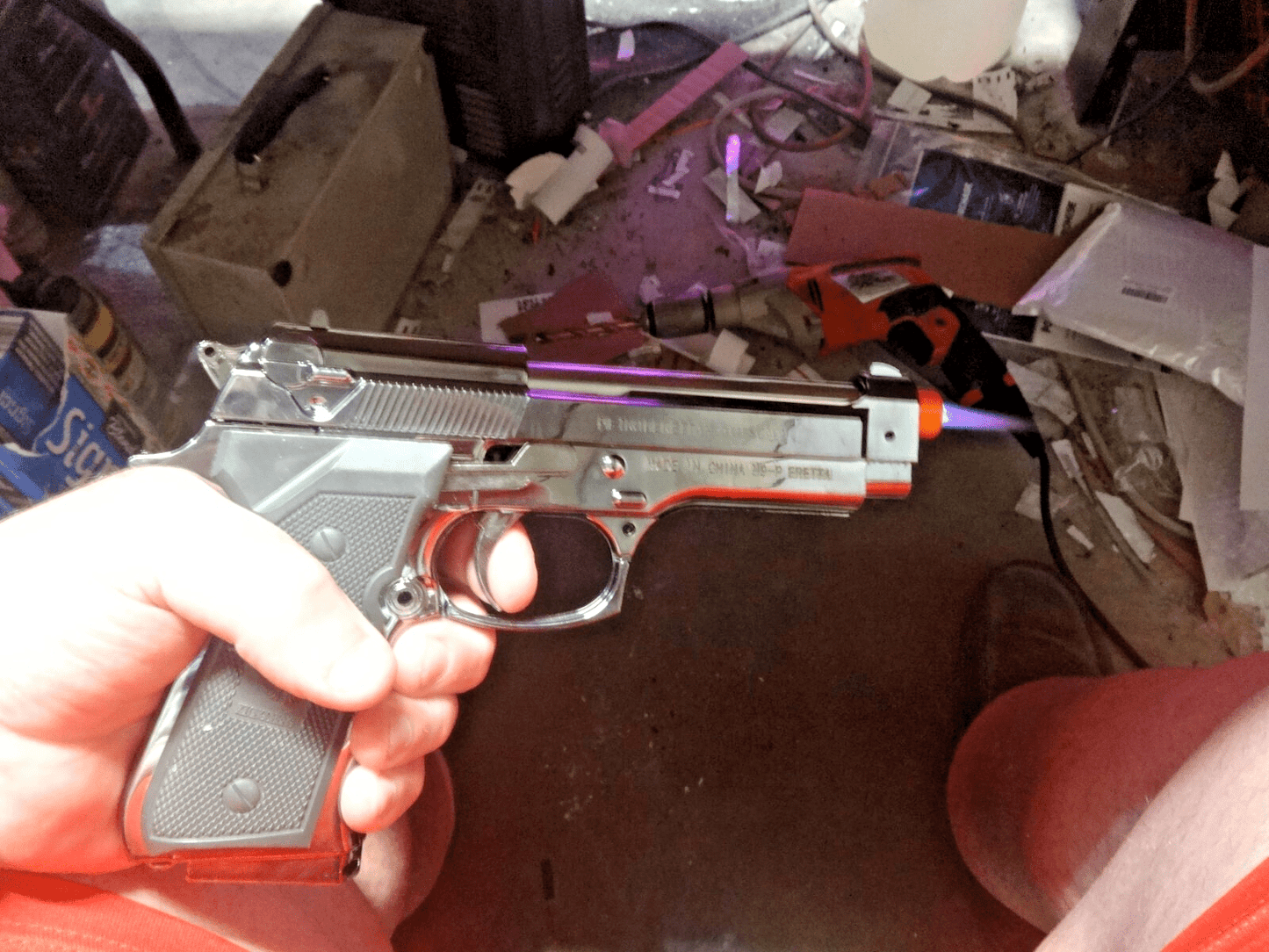 Classic Movie Prop Chrome M9 9mm Beretta Gun Jet Torch Lighter USA Stock - Lighter Deals USA