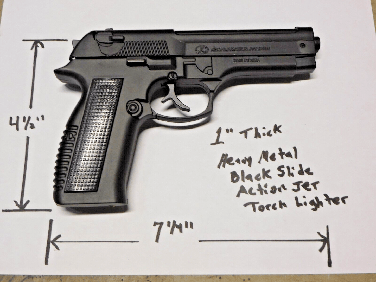 Heavy Metal Black Slide Action Gun Pistol Jet Torch Lighter USA Stocked - Lighter Deals USA