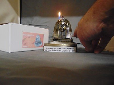Novelty Egyptian Pharaoh Shape Ashtray With Refillable Lighter USA Sto - Lighter Deals USA