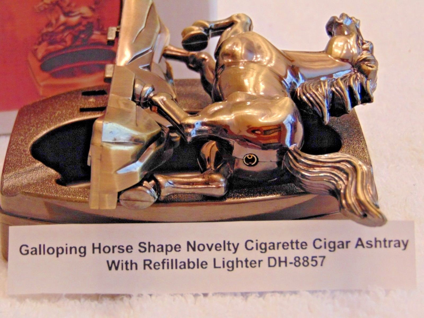 Novelty Galloping Horse Shape Ashtray With Refillable Lighter USA Stocked - Lighter Deals USA