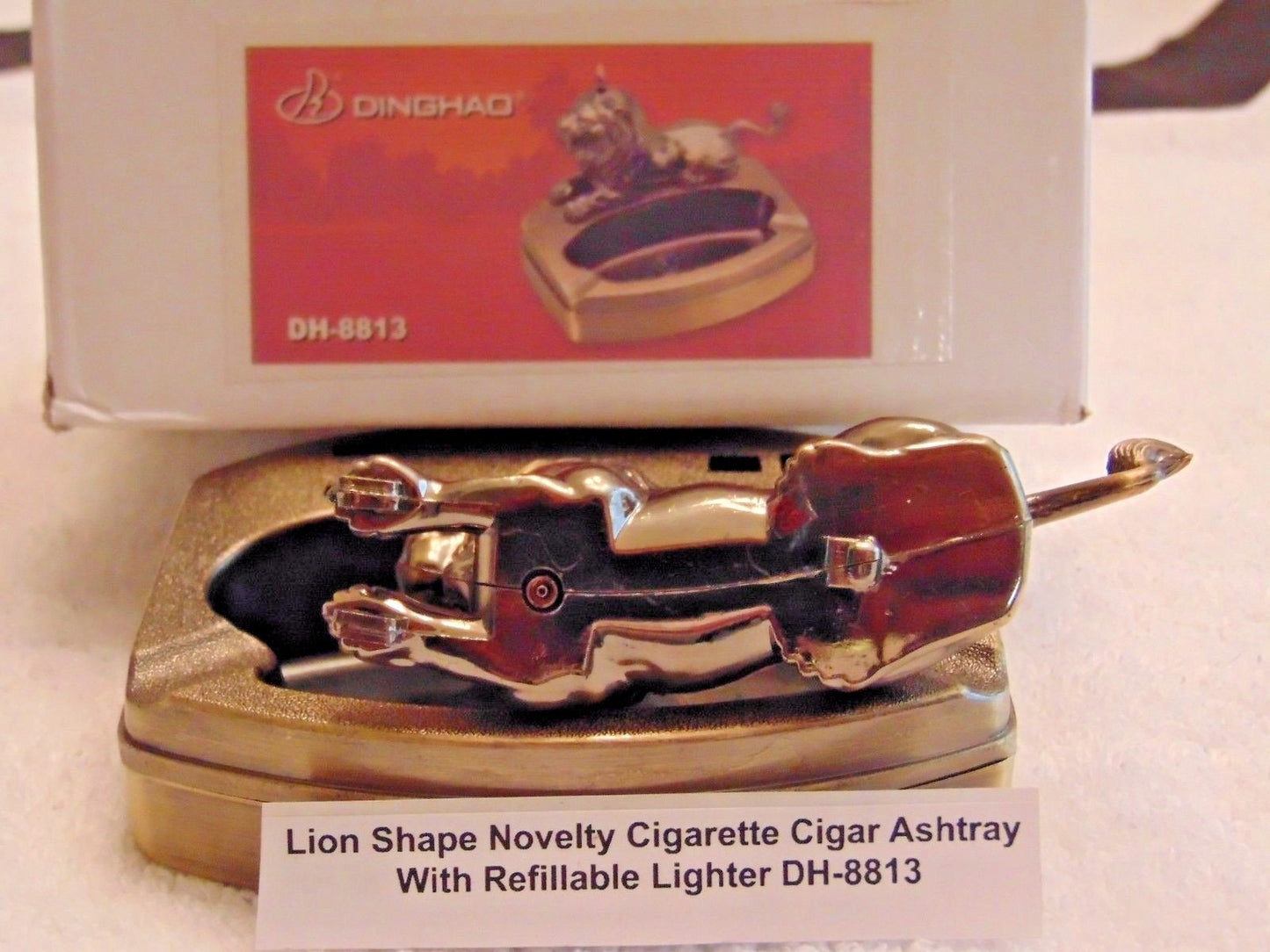 Novelty Lion Shape Ashtray With Refillable Lighter USA Stocked And Shi - Lighter Deals USA