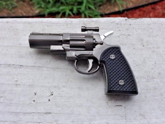 Revolver Pistol Gun Shape Jet Torch Lighter Small Pocket Size USA Stoc - Lighter Deals USA