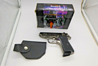 Black Chrome EXTRA Large Walther PPK Gun Shape Jet Torch Lighter With Holster - Lighter Deals USA
