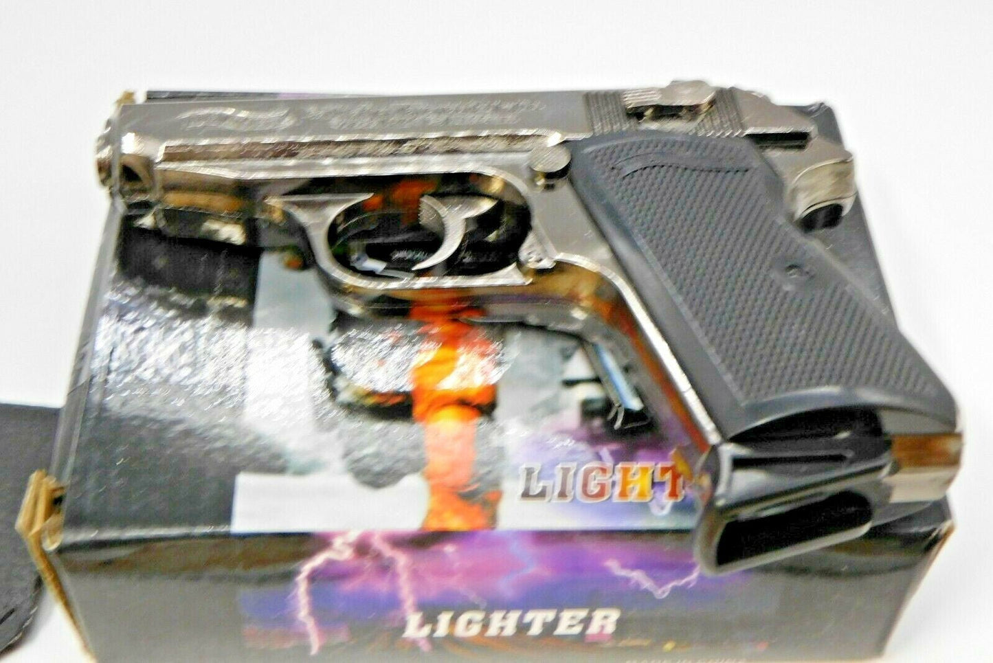 Black Chrome EXTRA Large Walther PPK Gun Shape Jet Torch Lighter With Holster - Lighter Deals USA