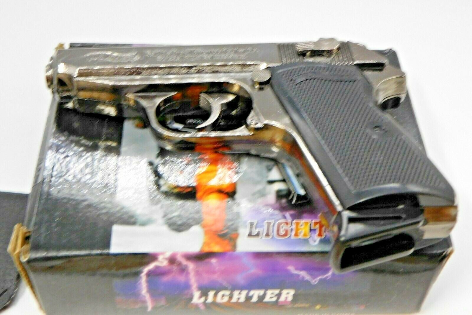 Black Chrome EXTRA Large Walther PPK Gun Shape Jet Torch Lighter With Holster - Lighter Deals USA