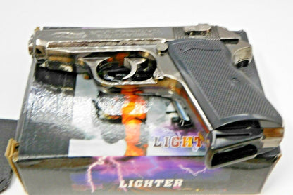Black Chrome EXTRA Large Walther PPK Gun Shape Jet Torch Lighter With Holster - Lighter Deals USA