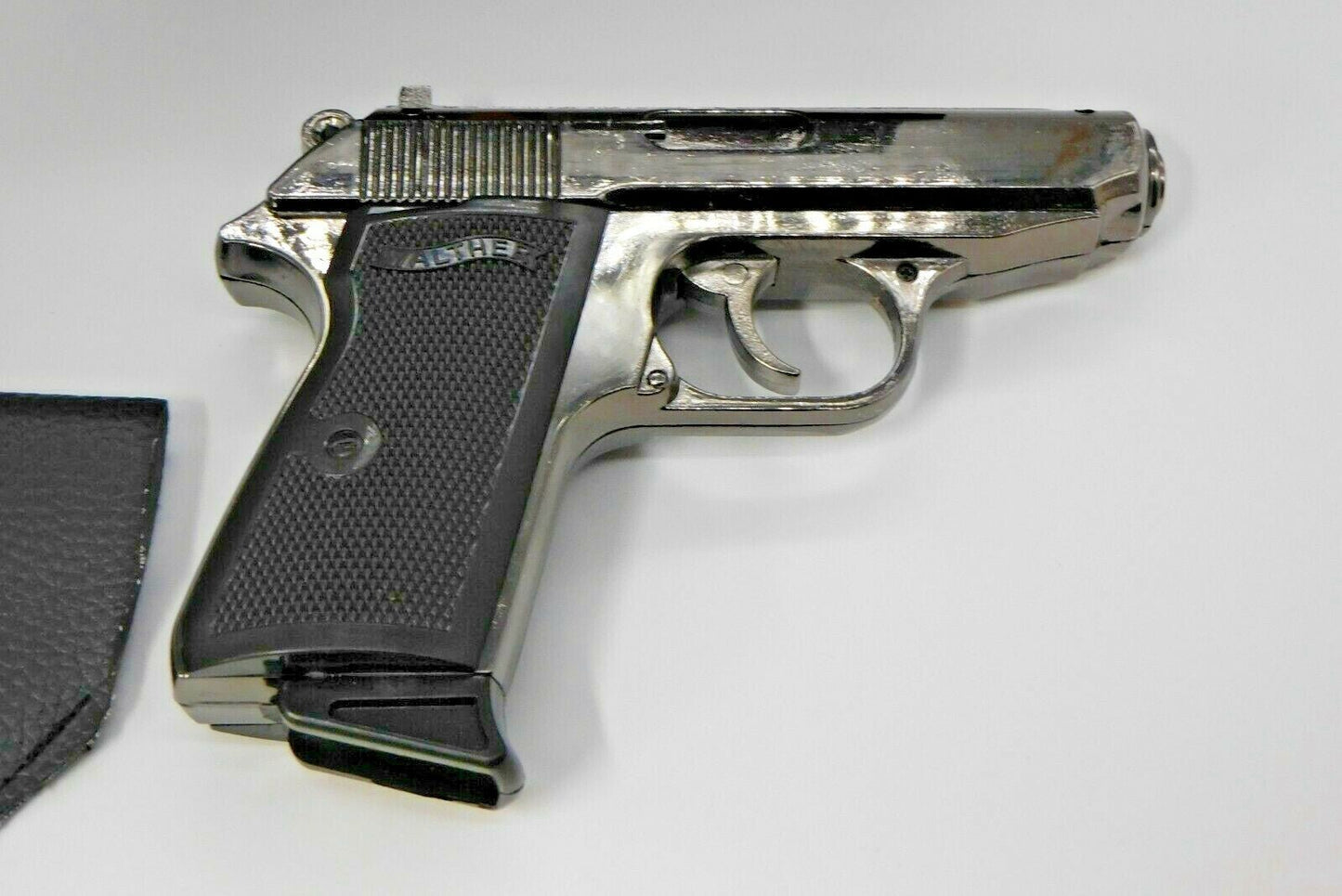 Black Chrome EXTRA Large Walther PPK Gun Shape Jet Torch Lighter With Holster - Lighter Deals USA
