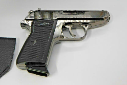 Black Chrome EXTRA Large Walther PPK Gun Shape Jet Torch Lighter With Holster - Lighter Deals USA