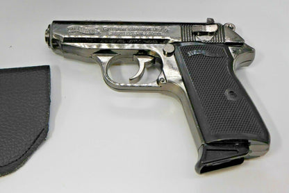 Black Chrome EXTRA Large Walther PPK Gun Shape Jet Torch Lighter With Holster - Lighter Deals USA