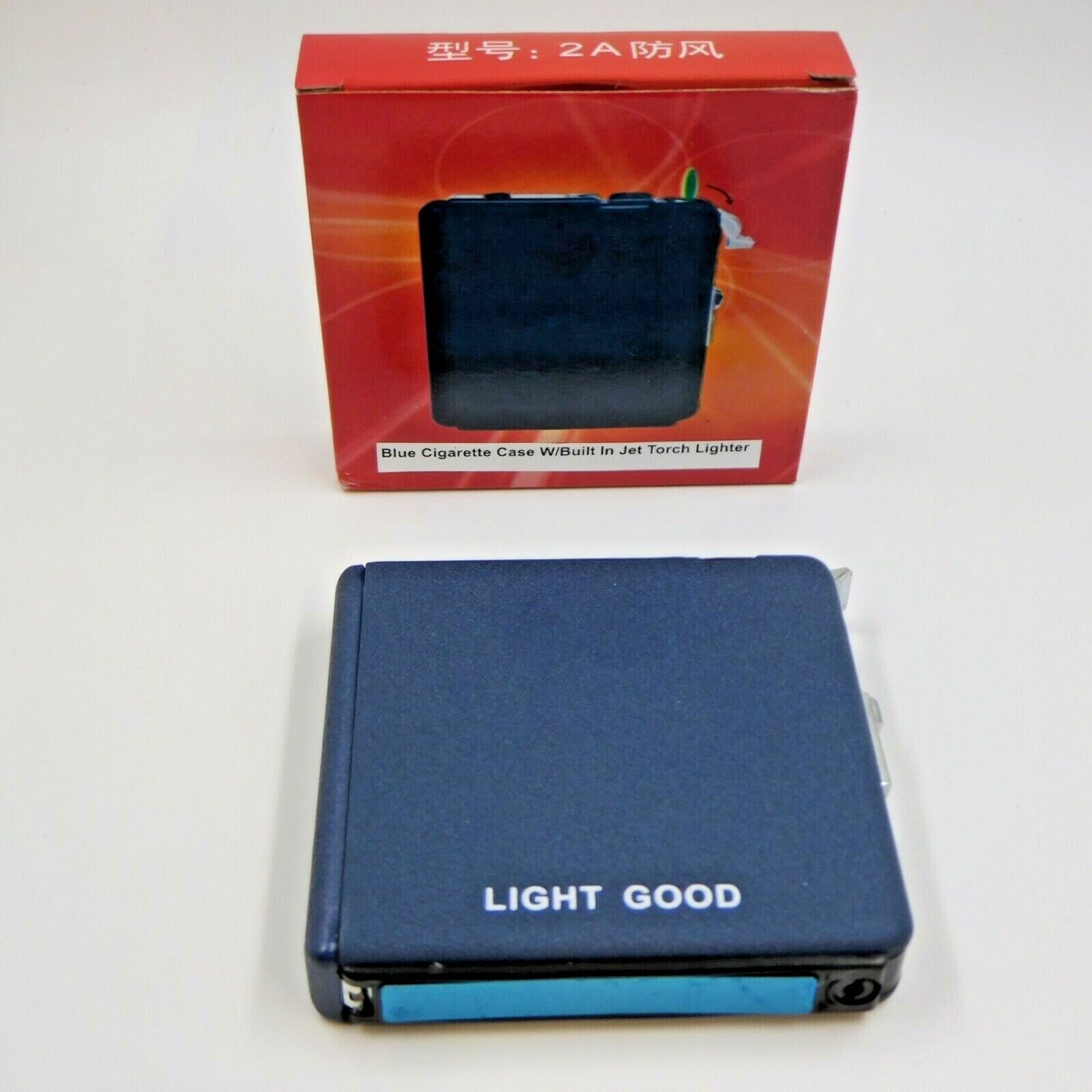 Blue Cigarette Ejection Case With Built In Jet Torch Lighter King Size - Lighter Deals USA