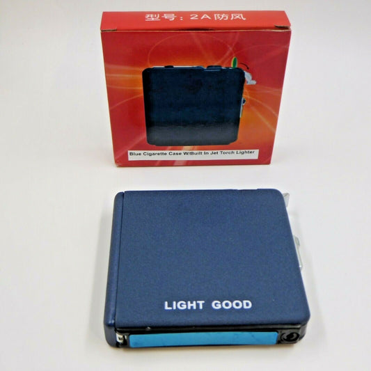Blue Cigarette Ejection Case With Built In Jet Torch Lighter King Size - Lighter Deals USA