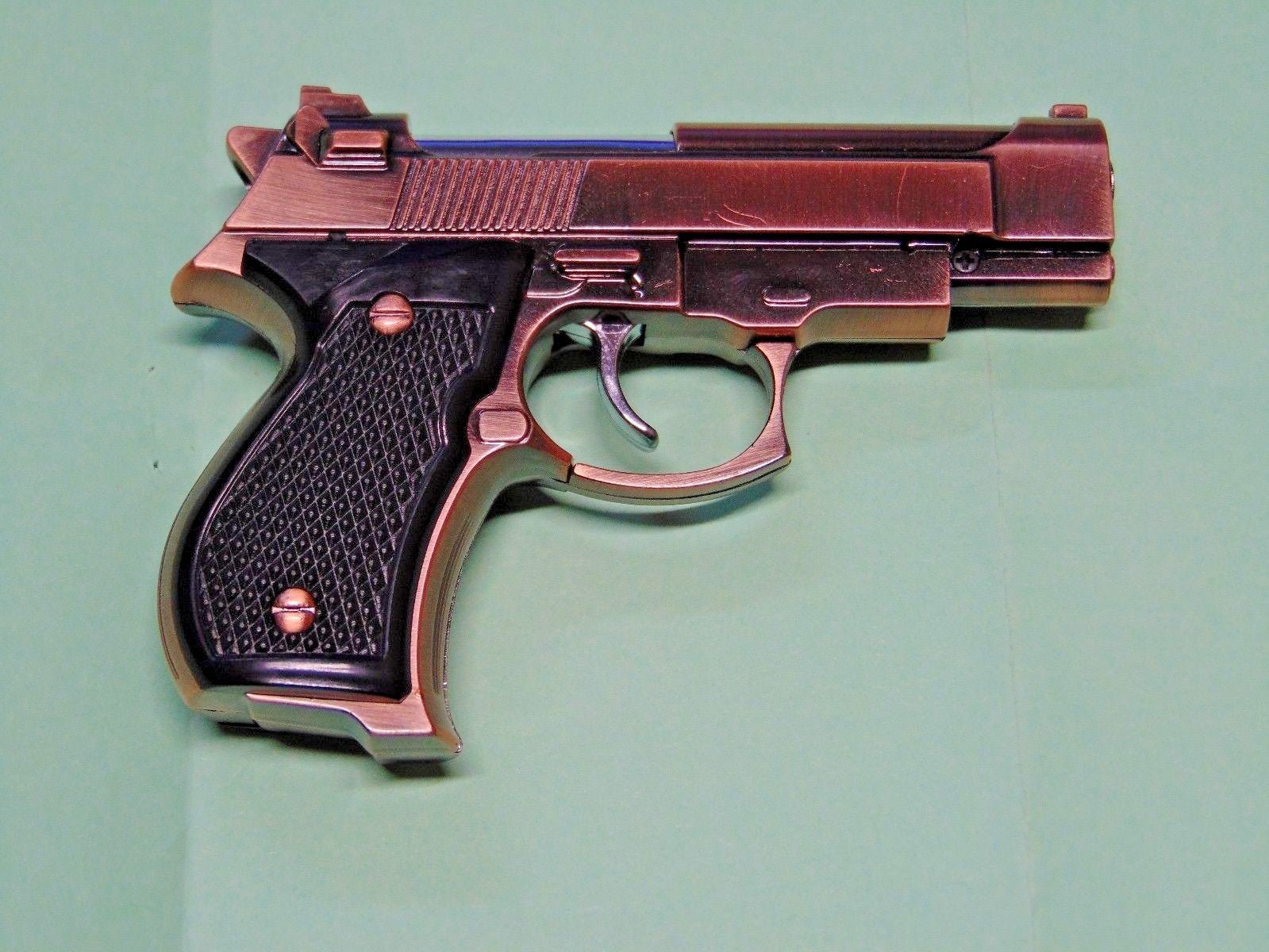 Bronze Beretta M92G CQB Shaped Novelty Pistol Gun Jet Torch Lighter US - Lighter Deals USA