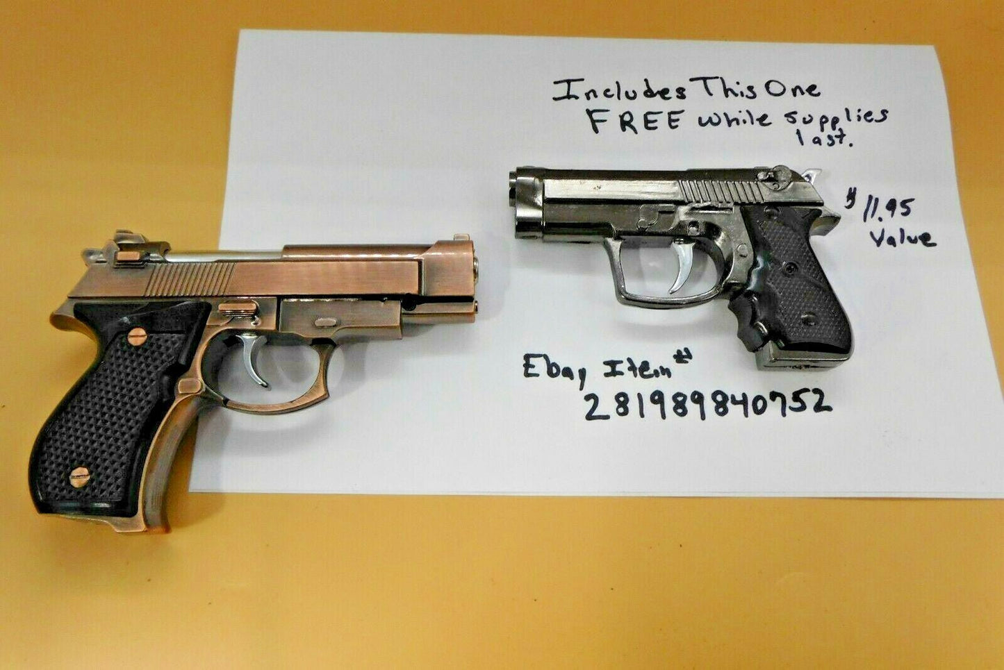 Bronze Beretta M92G CQB Shaped Novelty Pistol Gun Jet Torch Lighter US - Lighter Deals USA