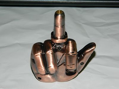 Bronze Talking Middle Finger Butane Jet Torch Lighter Saying F*** You - Lighter Deals USA