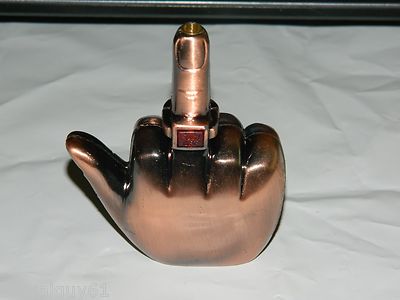 Bronze Talking Middle Finger Butane Jet Torch Lighter Saying F*** You - Lighter Deals USA