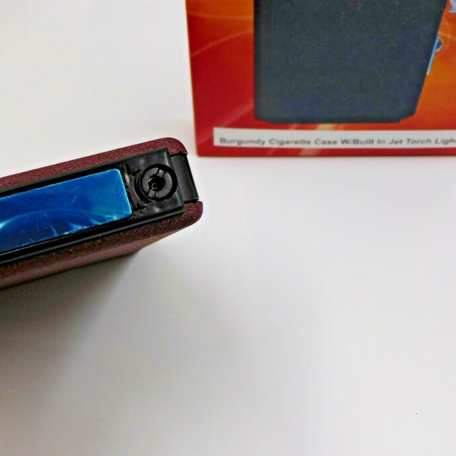 Burgundy Cigarette Ejection Case With Built In Jet Torch Lighter King - Lighter Deals USA
