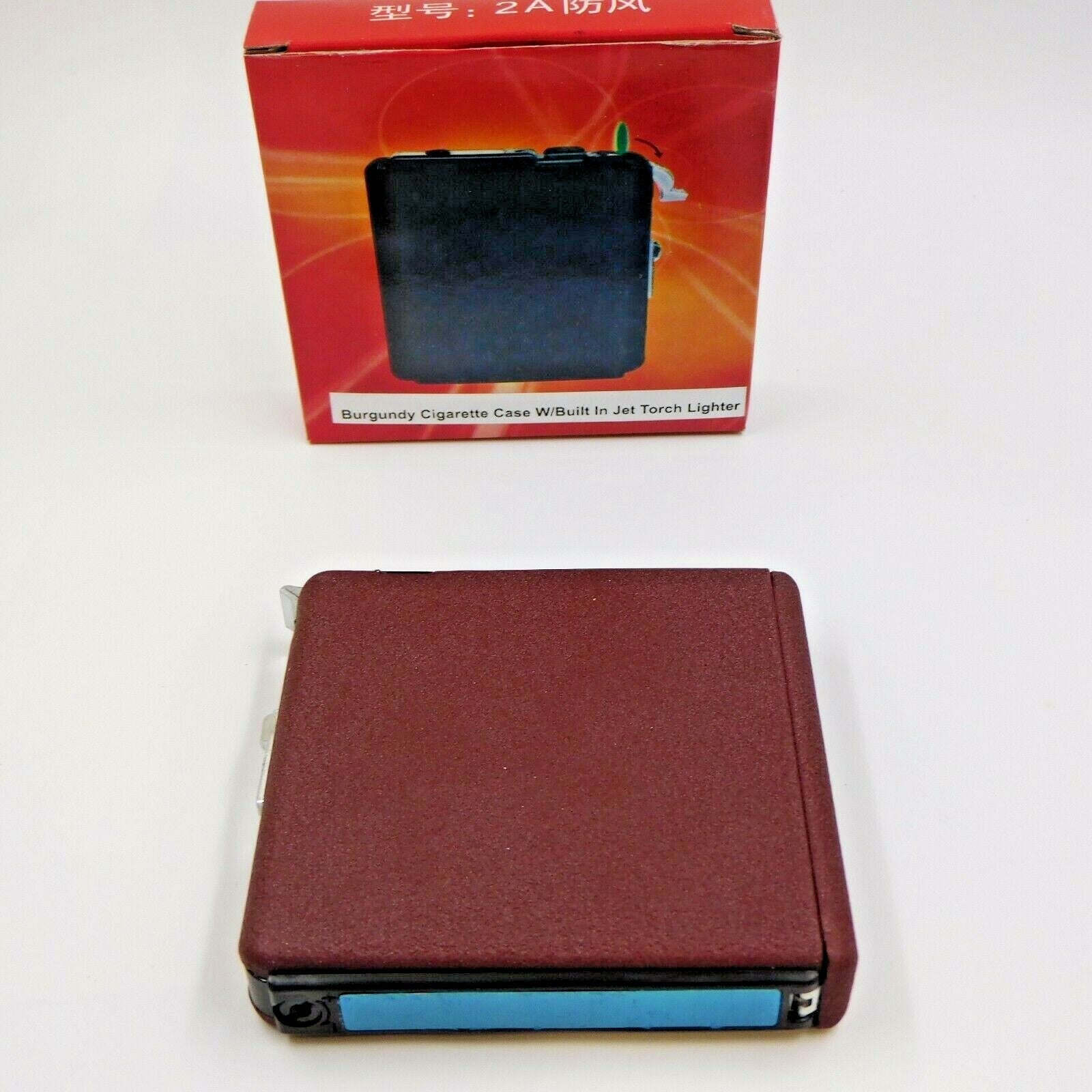 Burgundy Cigarette Ejection Case With Built In Jet Torch Lighter King - Lighter Deals USA