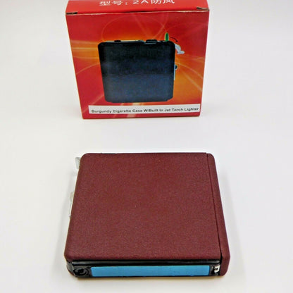 Burgundy Cigarette Ejection Case With Built In Jet Torch Lighter King - Lighter Deals USA