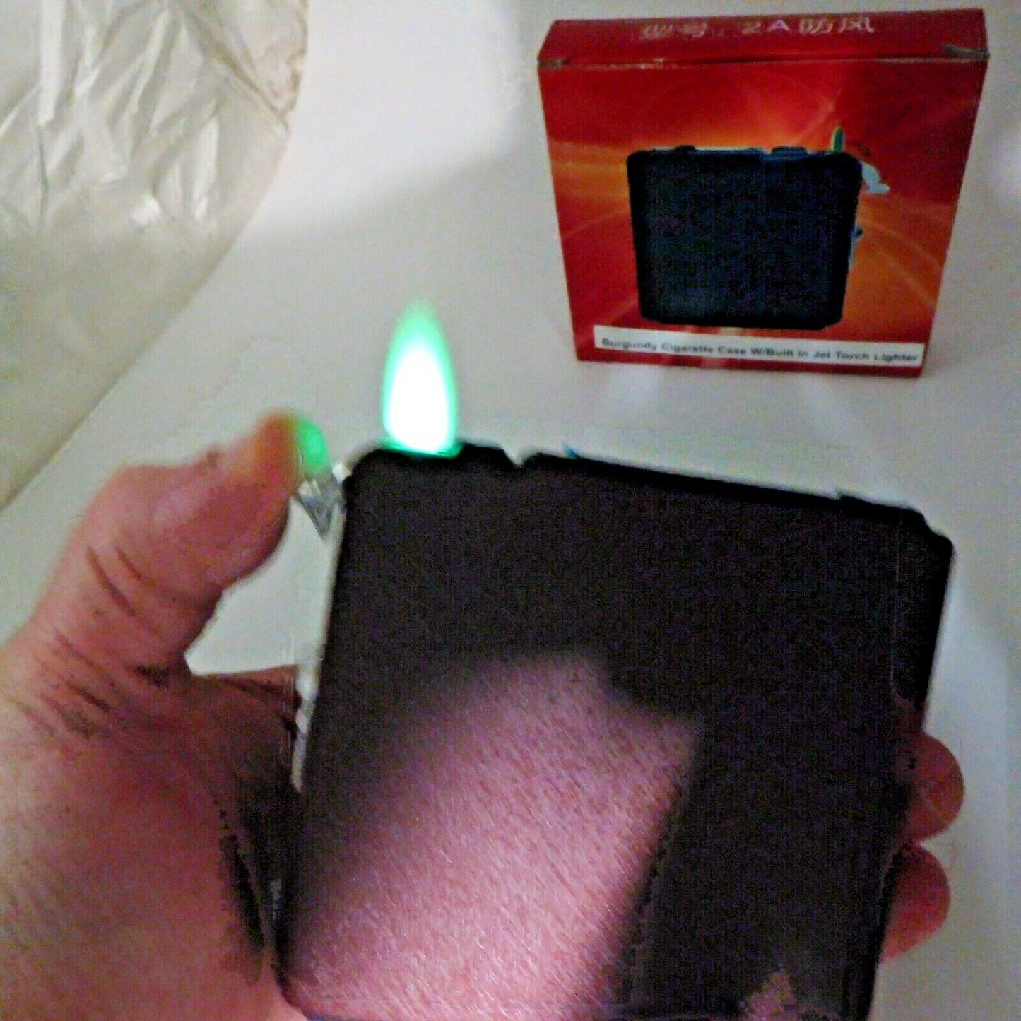 Burgundy Cigarette Ejection Case With Built In Jet Torch Lighter King - Lighter Deals USA