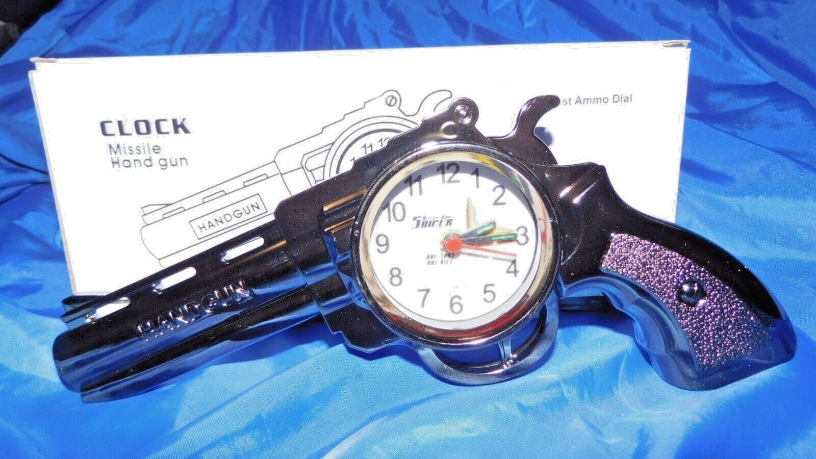 Chrome Gun Shape Alarm Clock USA Stocked and Shipped - Lighter Deals USA