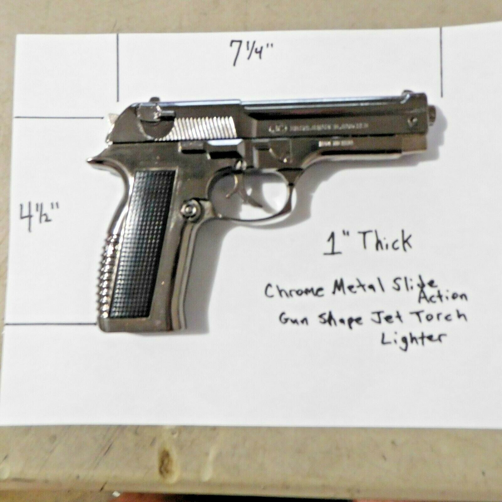 Chrome Metal Slide Action Gun Pistol Jet Torch Lighter - Lighter Deals USA