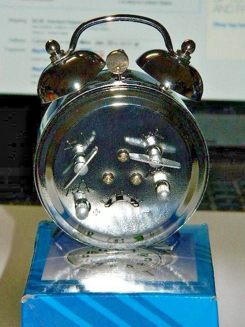 Chrome Silver Old Fashioned Alarm Clock Wind Up No Batteries Required - Lighter Deals USA