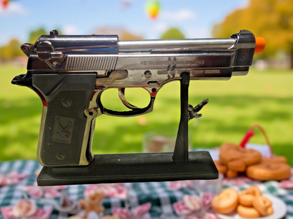 Classic Movie Prop Chrome M9 9mm Beretta Gun Jet Torch Lighter USA Stock - Lighter Deals USA
