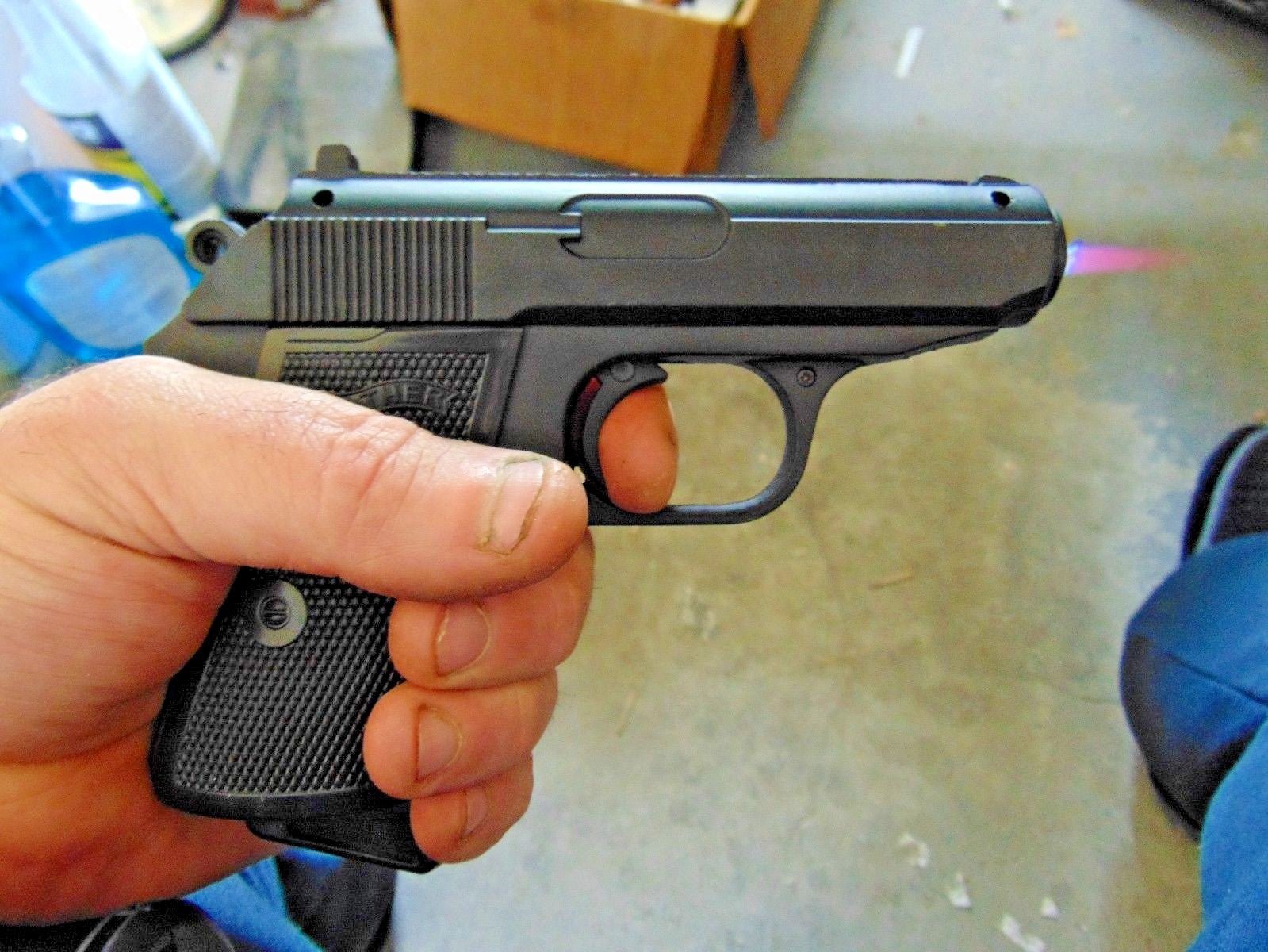 EXTRA Large Walther PPK Gun Shaped Jet Torch Lighter With Holster - Lighter Deals USA