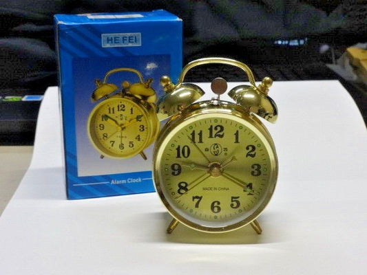 Gold Old Fashioned Alarm Clock Wind Up No Batteries Required - Lighter Deals USA