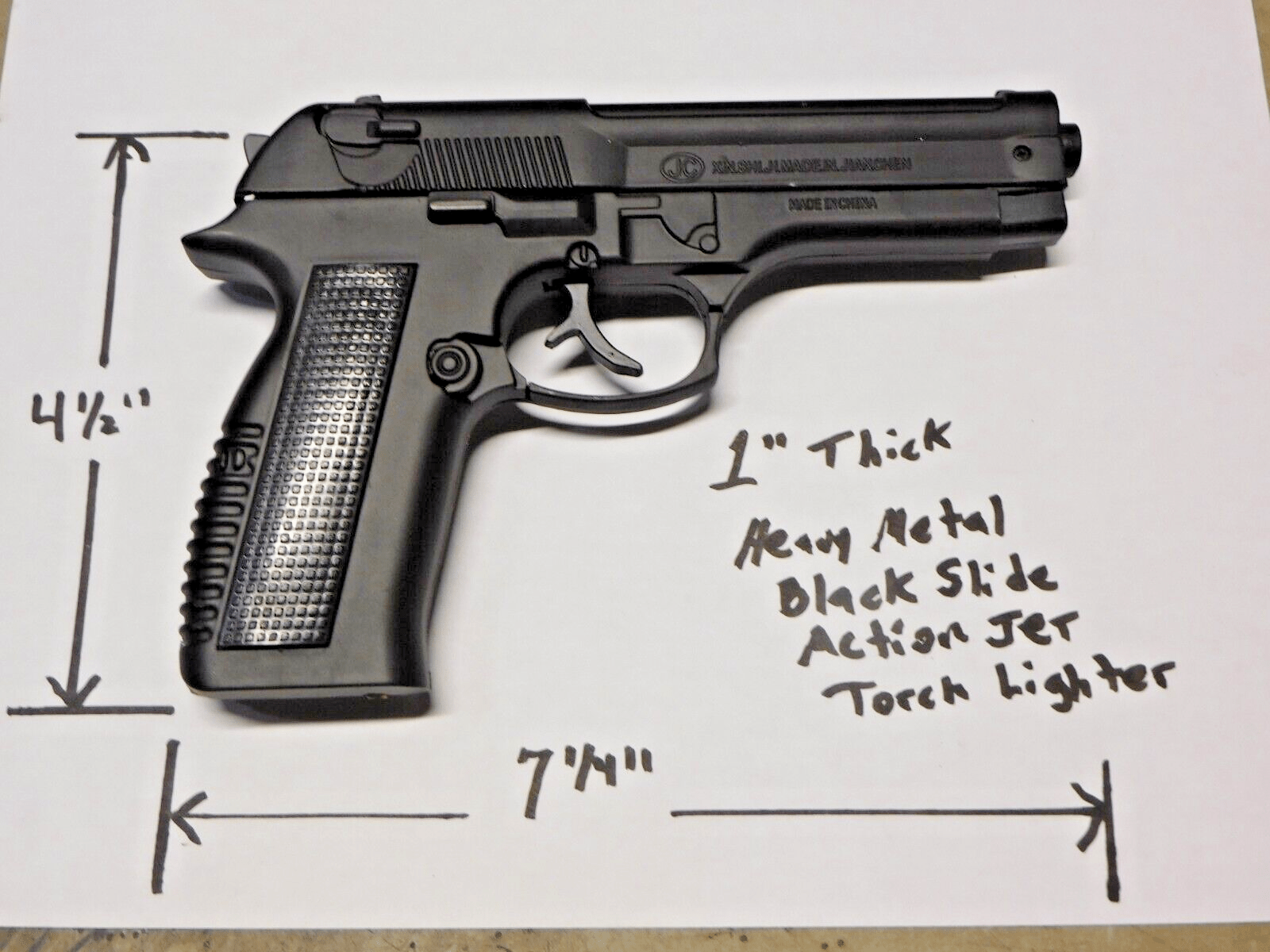 Heavy Metal Black Slide Action Gun Pistol Jet Torch Lighter USA Stocked - Lighter Deals USA