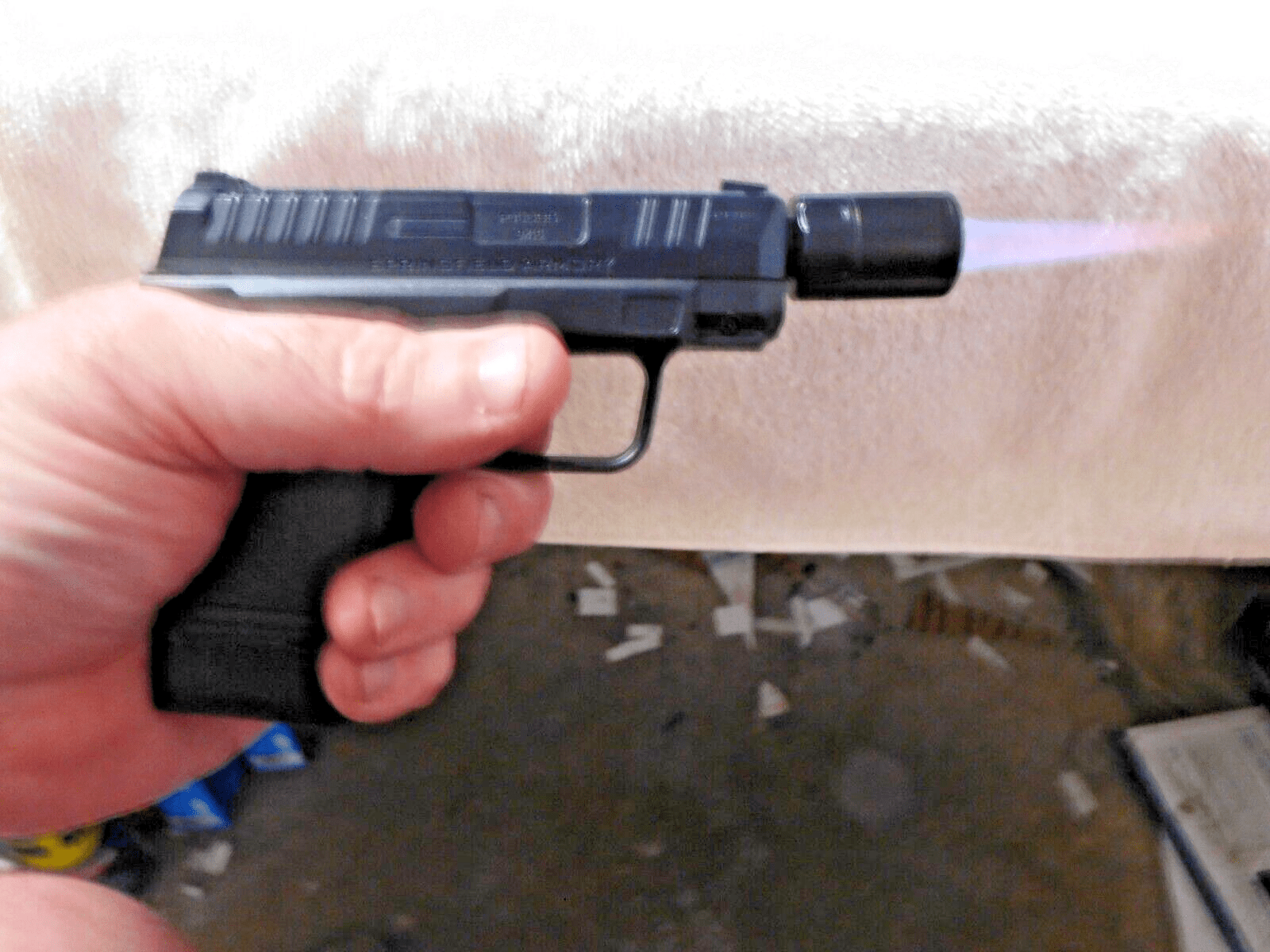 HELLCAT Pistol Shaped Gun Lighter ABS/ Metal Fine Quality W/Case & Barrel Attachment - Lighter Deals USA