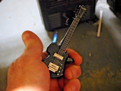 Jet Black Fender Guitar Shaped Jet Torch Butane Lighter USA Stocked An - Lighter Deals USA