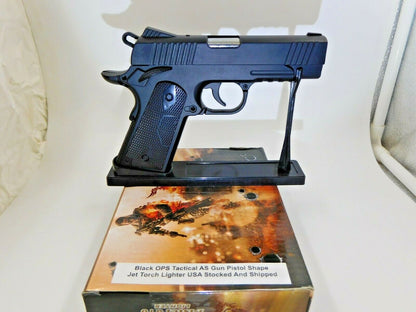 Jet Black OPS Tactical AS Gun Pistol Shape Jet Torch Lighter USA Stock - Lighter Deals USA