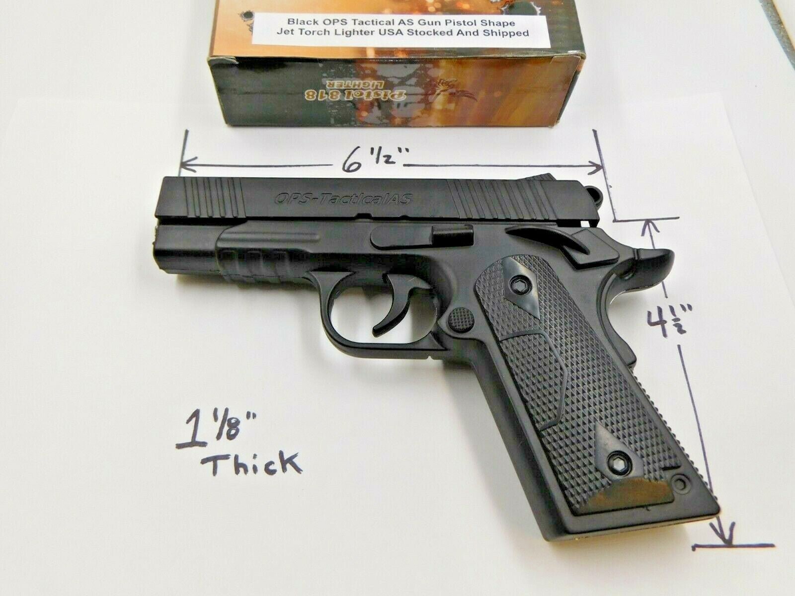Jet Black OPS Tactical AS Gun Pistol Shape Jet Torch Lighter USA Stock - Lighter Deals USA