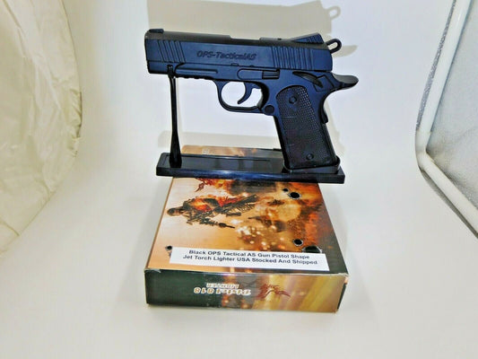 Jet Black OPS Tactical AS Gun Pistol Shape Jet Torch Lighter USA Stock - Lighter Deals USA
