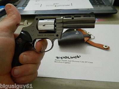 Junior Smith And Wesson Colt 357 Gun Revolver Jet Torch Lighter - Lighter Deals USA