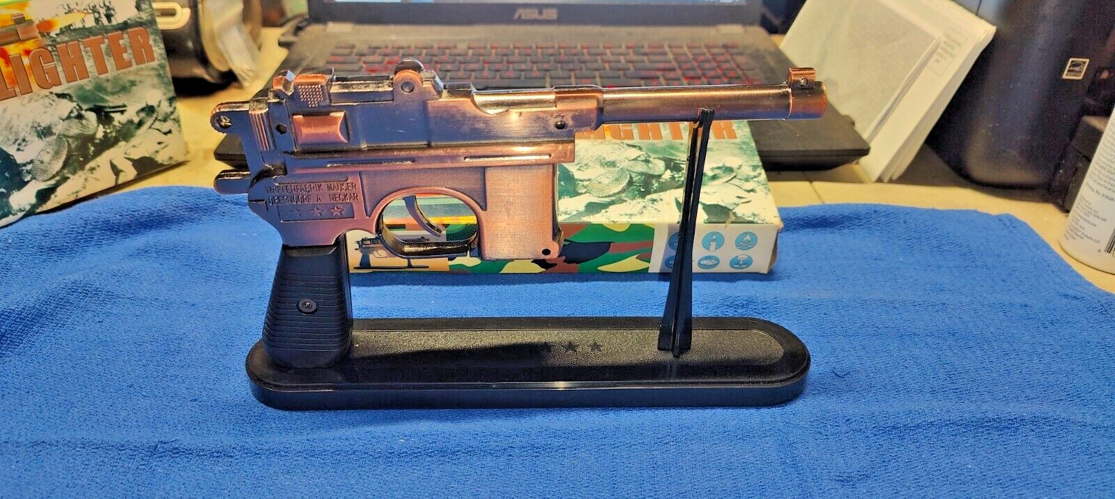 Large Mauser Gun Shape Jet Torch Lighter With Display Stand - Lighter Deals USA