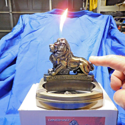 Large Novelty Lion Shape Ashtray With Refillable Lighter USA Stocked A - Lighter Deals USA