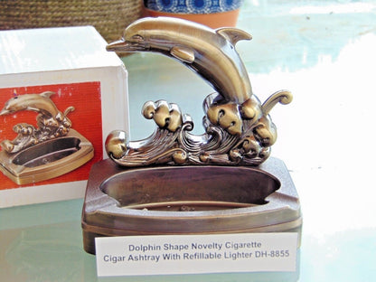 Novelty Dolphin Shape Ashtray With Refillable Lighter USA Stocked And - Lighter Deals USA