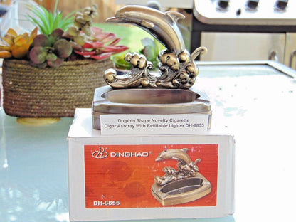 Novelty Dolphin Shape Ashtray With Refillable Lighter USA Stocked And - Lighter Deals USA