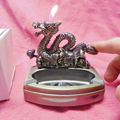 Novelty Dragon Shape Ashtray Lighter Refillable Butane - Lighter Deals USA