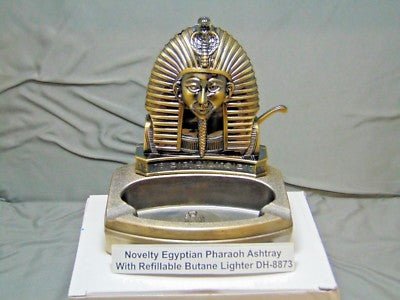 Novelty Egyptian Pharaoh Shape Ashtray With Refillable Lighter USA Sto - Lighter Deals USA