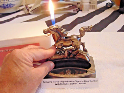 Novelty Galloping Horse Shape Ashtray With Refillable Lighter USA Stocked - Lighter Deals USA