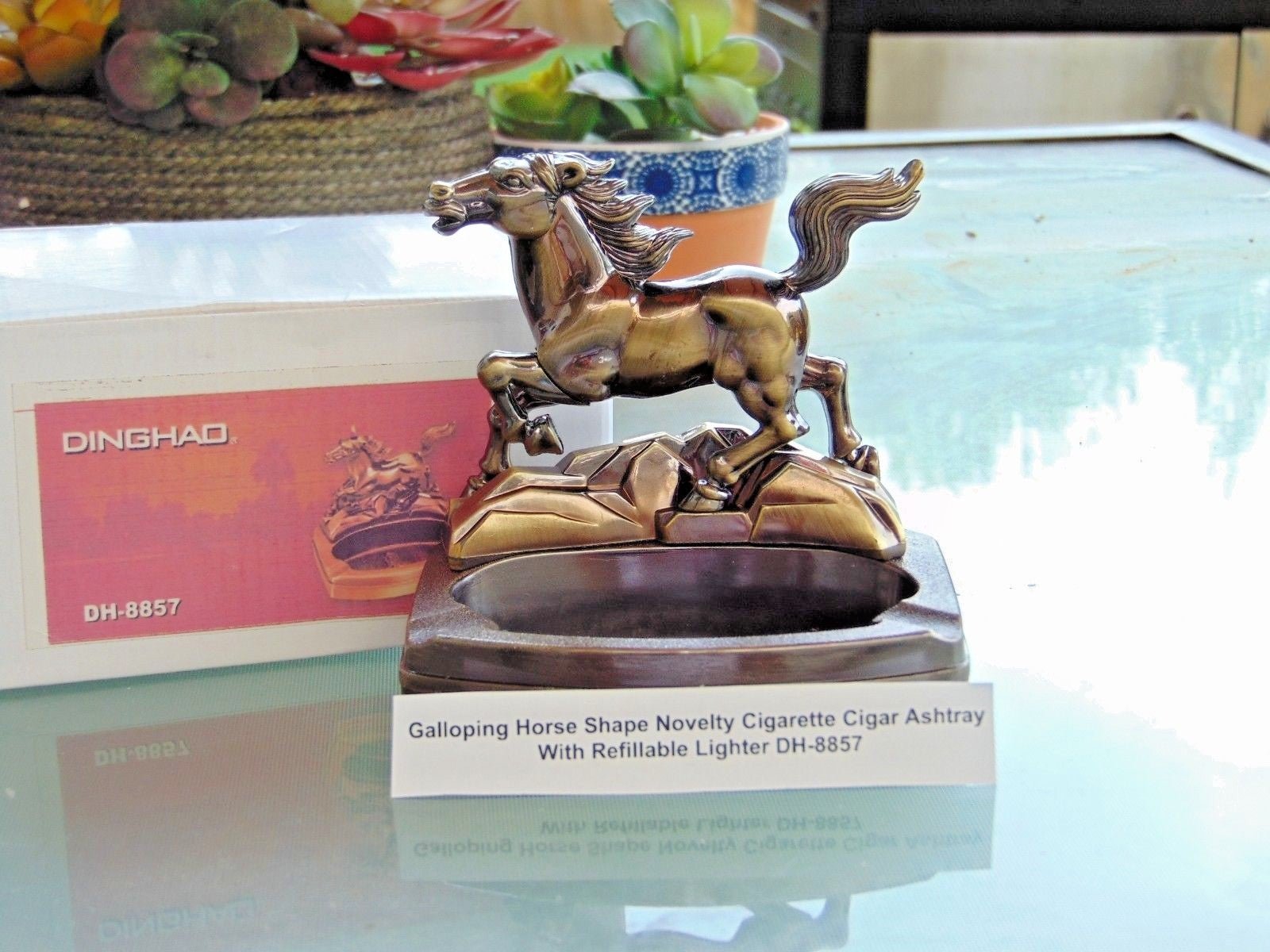 Novelty Galloping Horse Shape Ashtray With Refillable Lighter USA Stocked - Lighter Deals USA