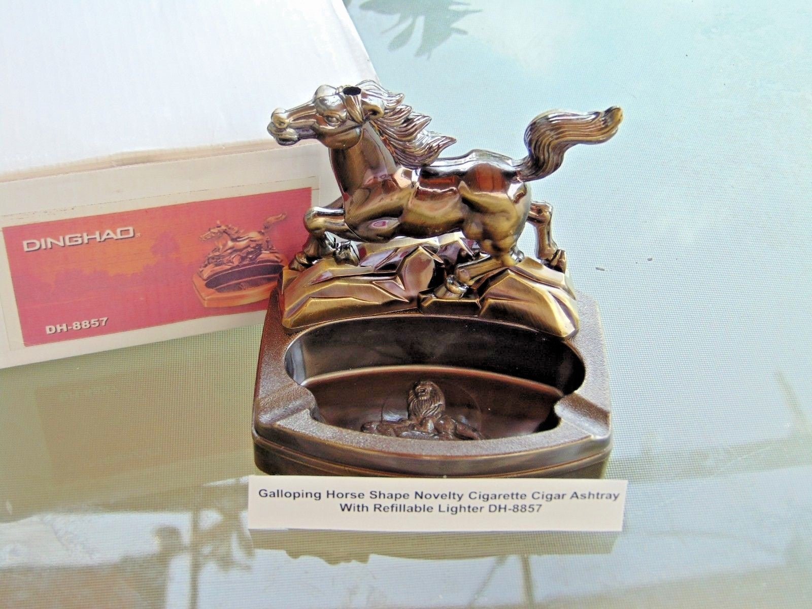 Novelty Galloping Horse Shape Ashtray With Refillable Lighter USA Stocked - Lighter Deals USA