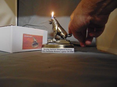 Novelty German Shepherd Dog Shape Ashtray With Refillable Lighter USA - Lighter Deals USA