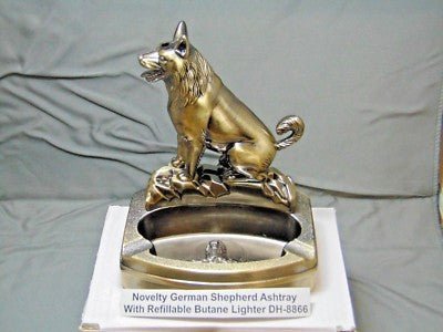 Novelty German Shepherd Dog Shape Ashtray With Refillable Lighter USA - Lighter Deals USA