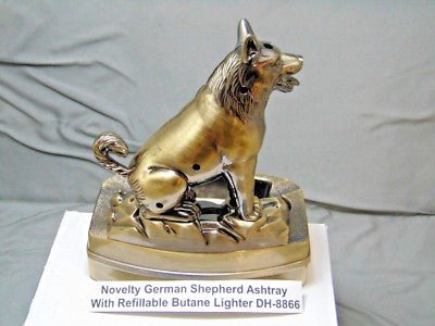 Novelty German Shepherd Dog Shape Ashtray With Refillable Lighter USA - Lighter Deals USA